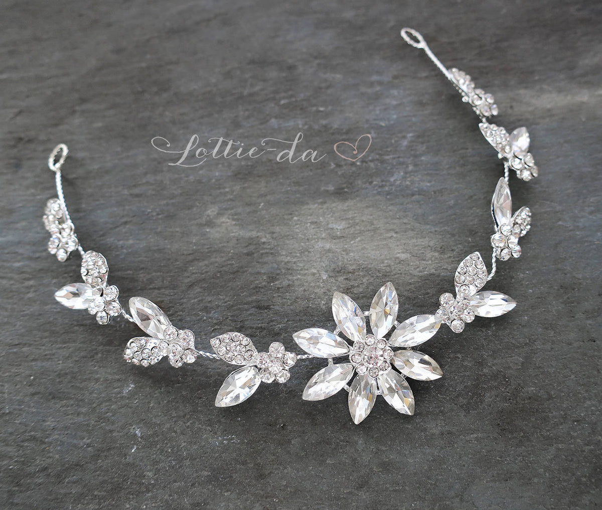 Boho Vintage Style Crystal Bridal Hair Vine Wedding Headpiece