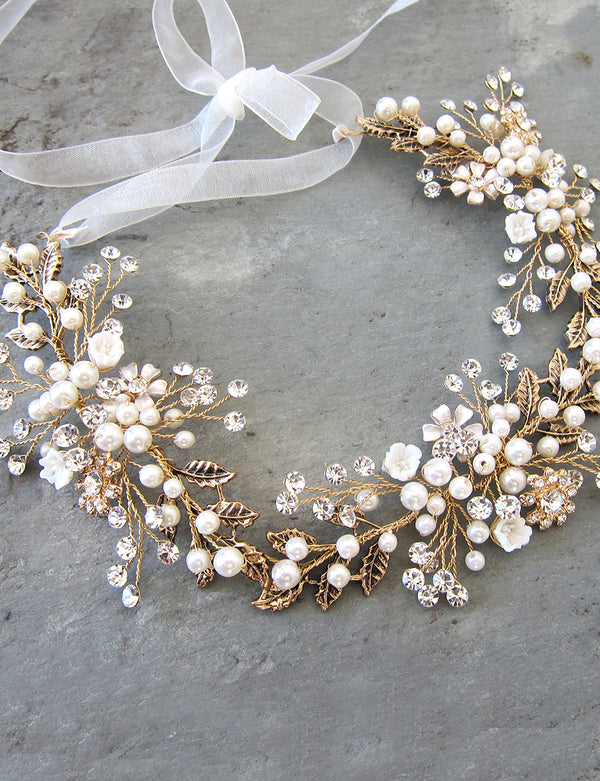 ZINNIA Leaf & Flower Headpiece