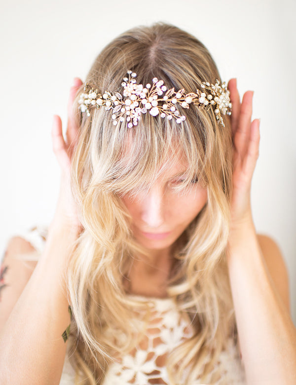 ZINNIA Leaf & Flower Headpiece
