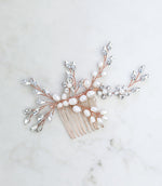 wedding hair comb rose gold