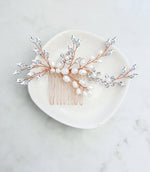 rose gold wedding hair comb