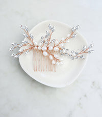 rose gold wedding hair comb