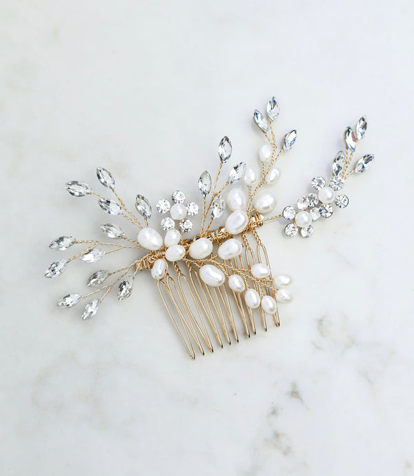 gold wedding hair comb