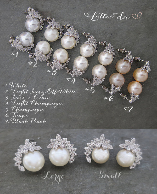 Vintage Deco Style Bridal Pearl Earrings in Silver Rose Gold Gold ADENA Lottie Da Designs Inc