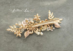 'MARION' Hair Comb with Leaves Pink Flowers